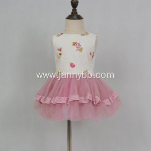 New design twill fabric pink mesh princess dress